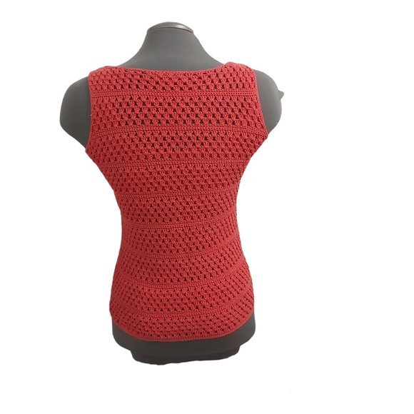 Liz Claiborne Crochet Knit Cotton with Lining Red Camisole Top Women Size Small - Picture 3 of 15